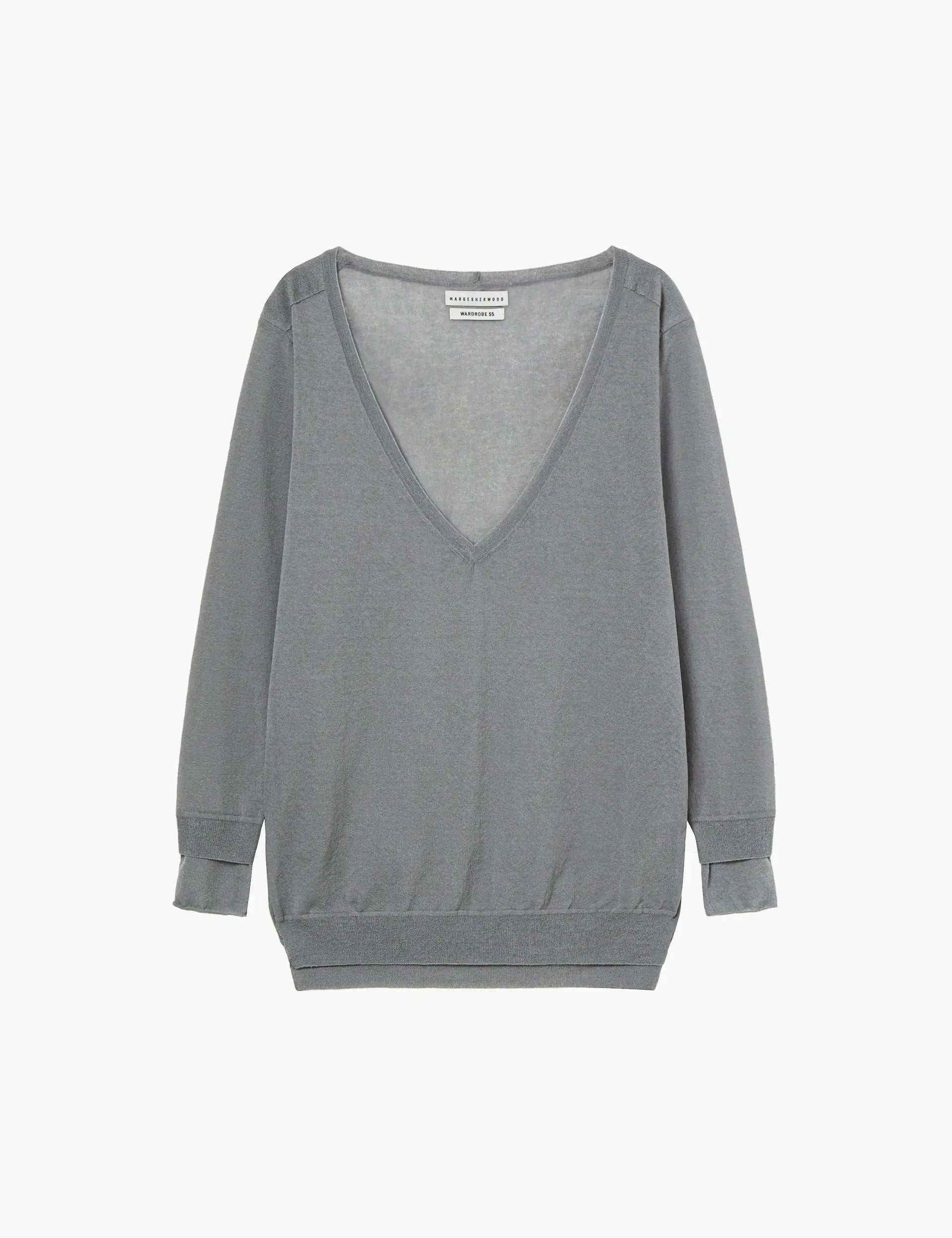 DEEP V-NECK PULLOVER_grey margesherwood