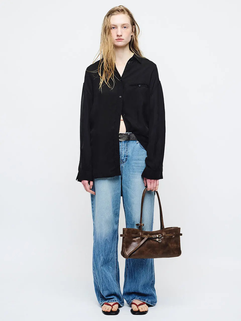 GRANDMA USED SHOULDER BAG_washed brown pull-up margesherwood