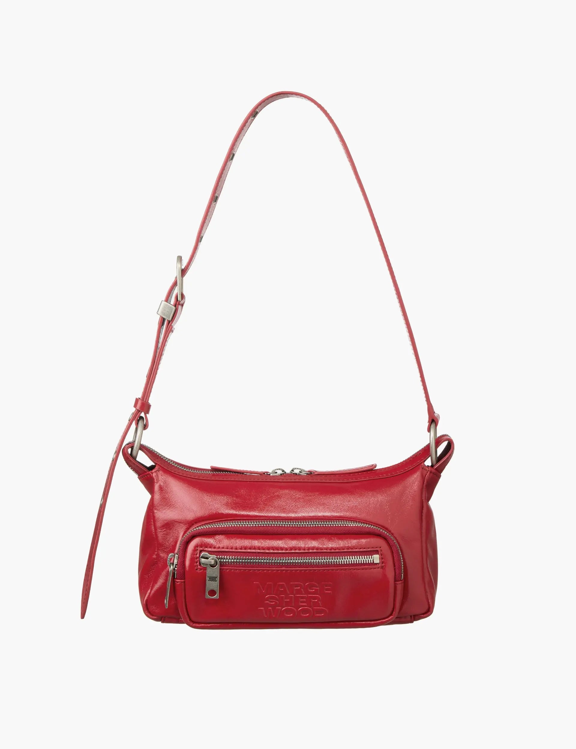 OUTPOCKET HOBO MINI_apple red glossy plain margesherwood
