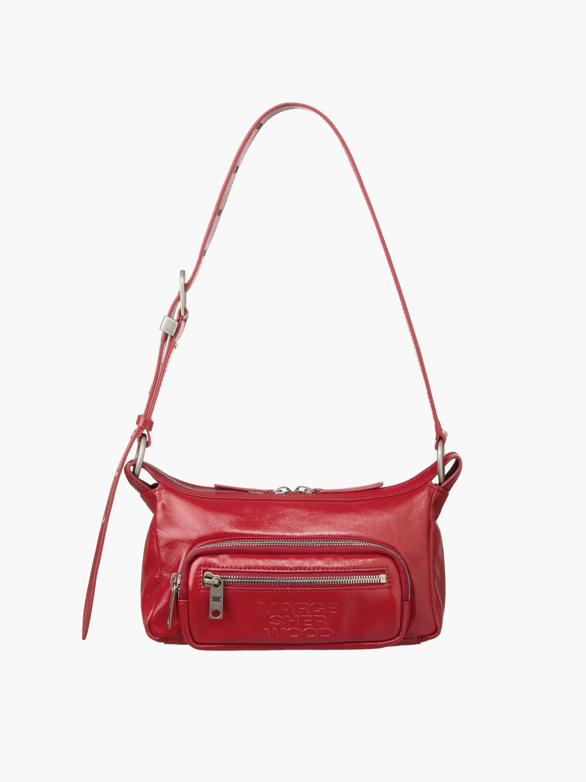 OUTPOCKET HOBO MINI_apple red glossy plain margesherwood