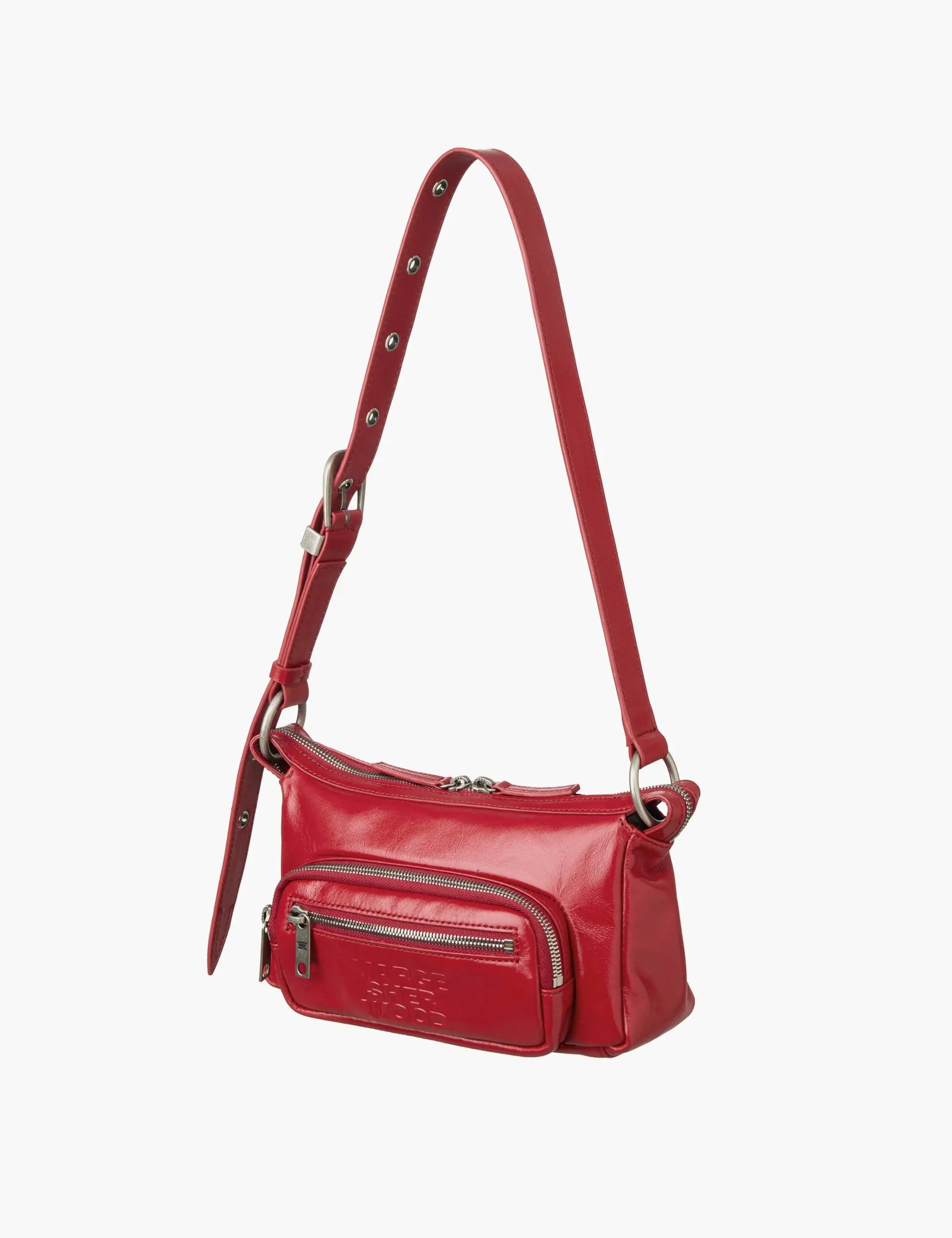 OUTPOCKET HOBO MINI_apple red glossy plain margesherwood