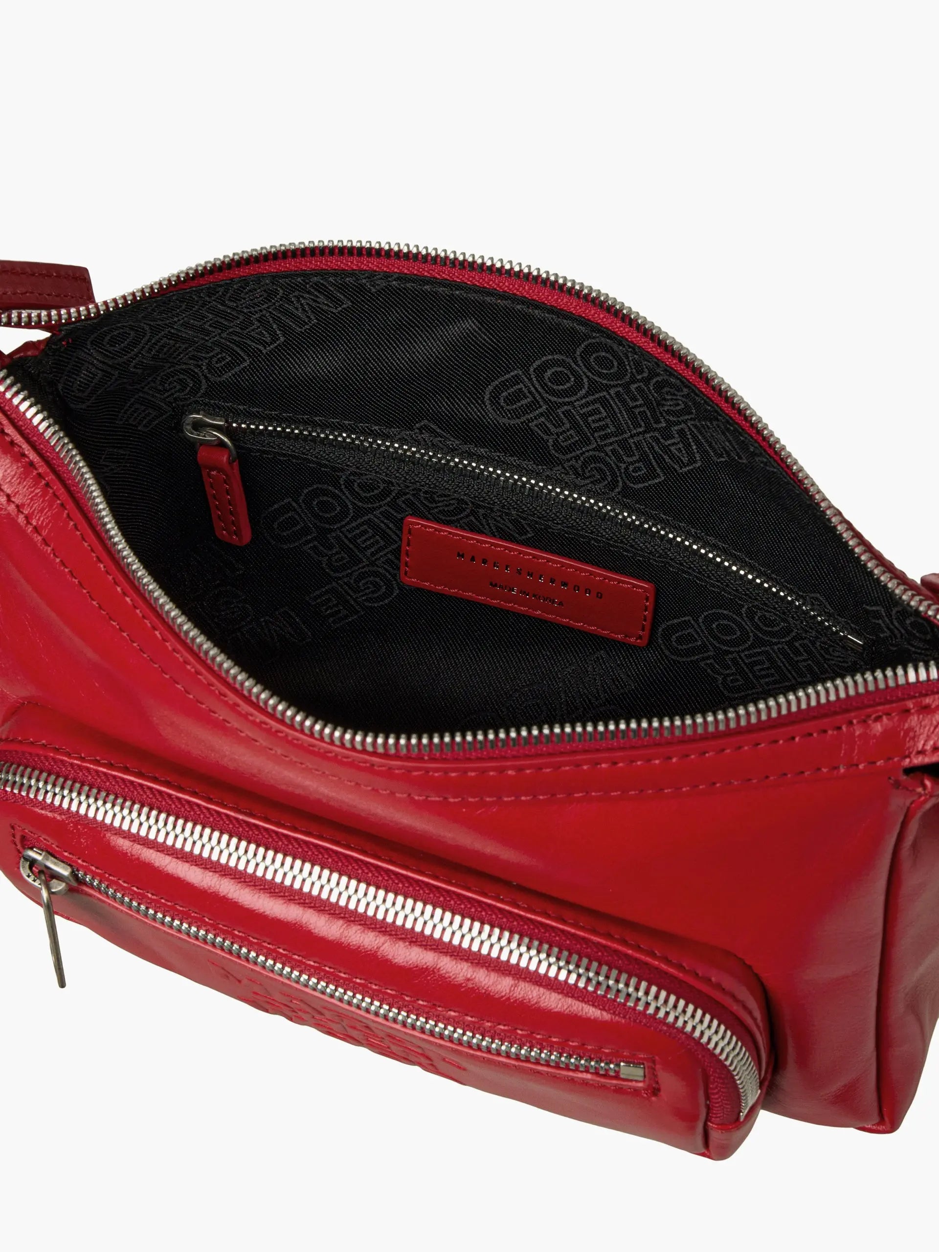 OUTPOCKET HOBO MINI_apple red glossy plain margesherwood