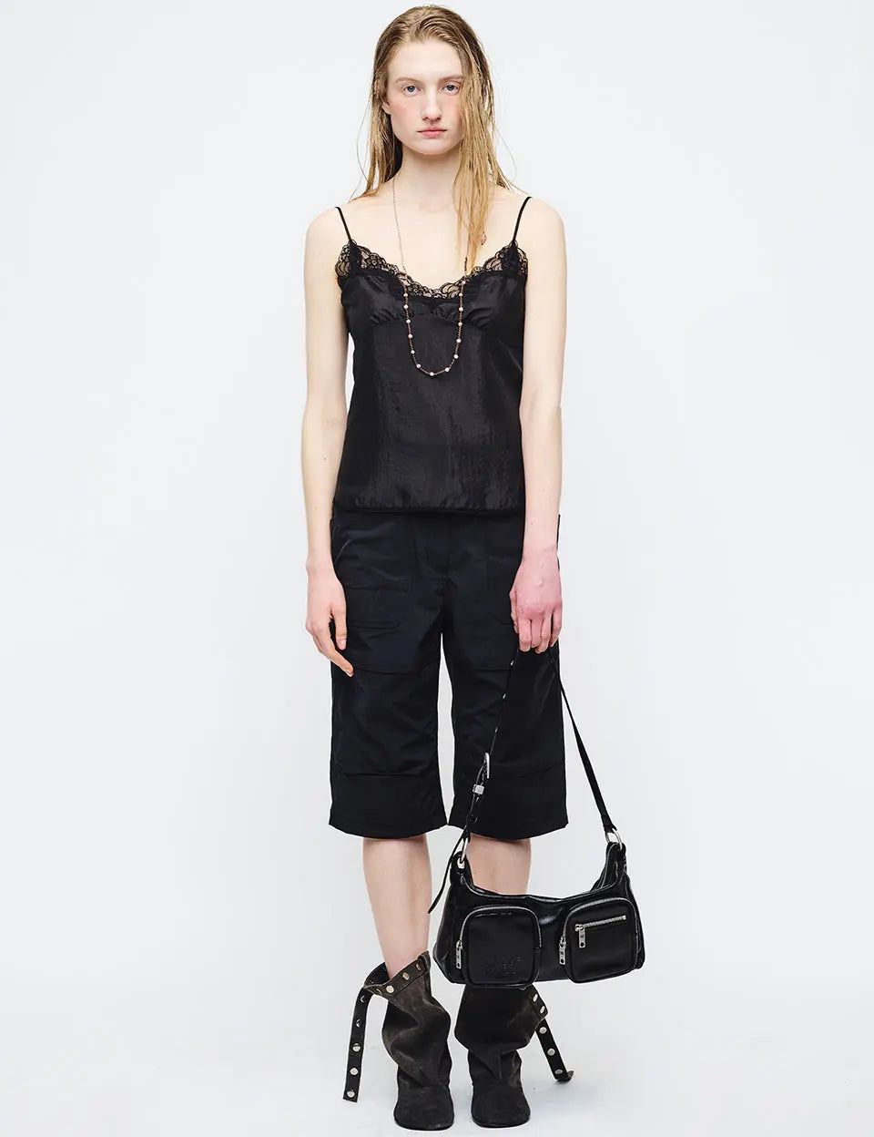OUTPOCKET HOBO_black glossy plain margesherwood