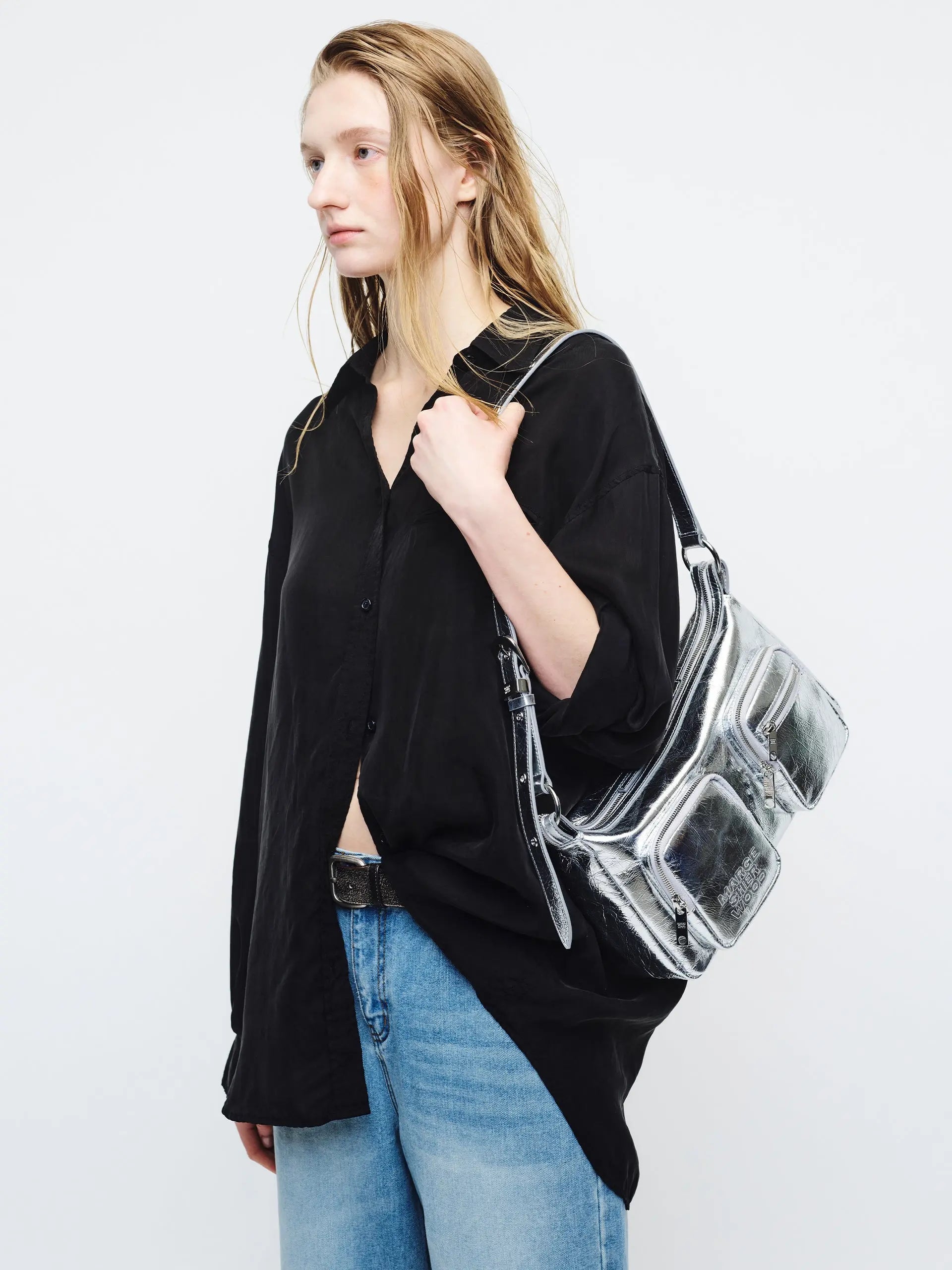 OUTPOCKET HOBO_silver crinkle margesherwood