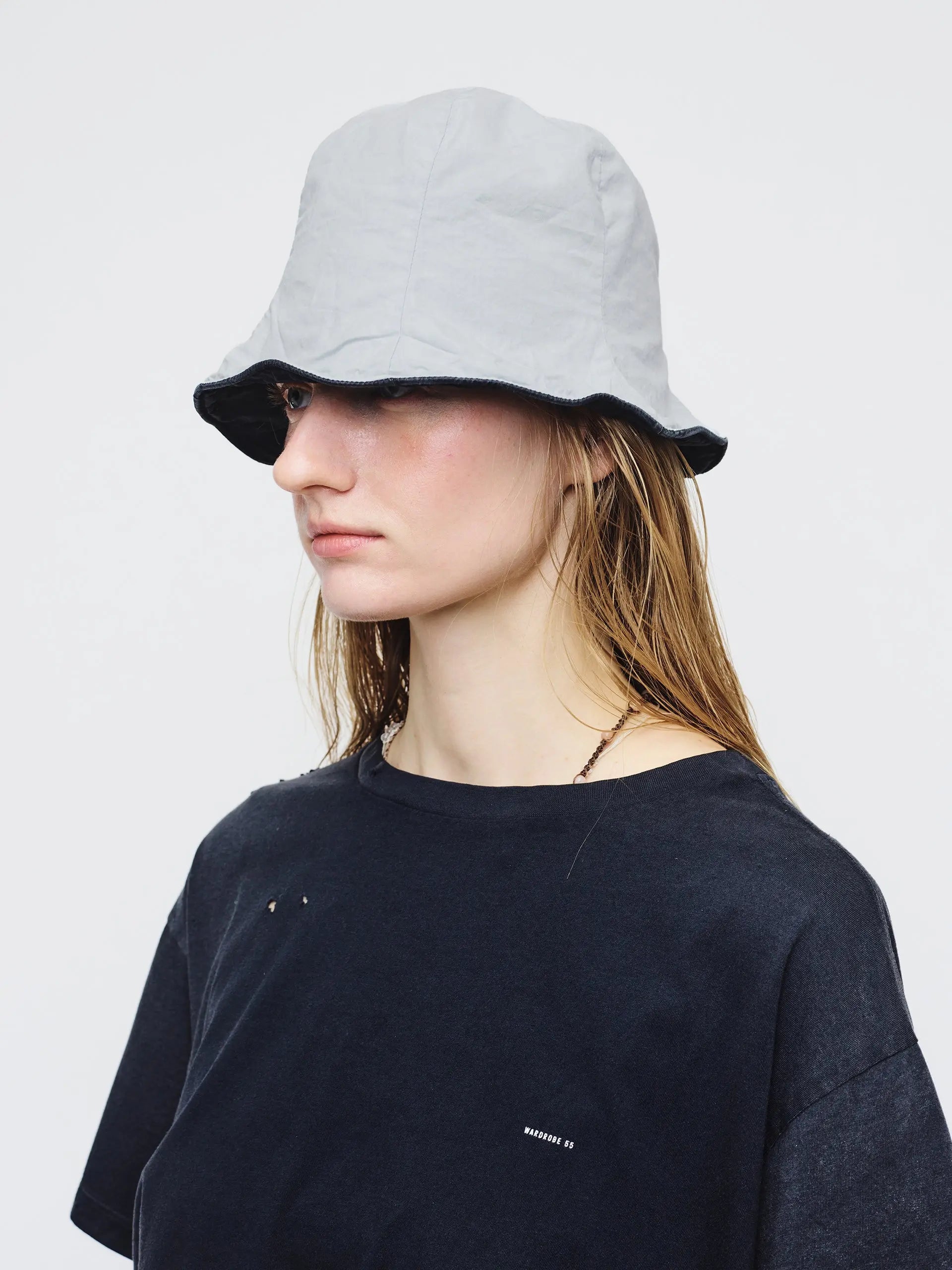 WASHED COTTON BUCKET HAT_black margesherwood