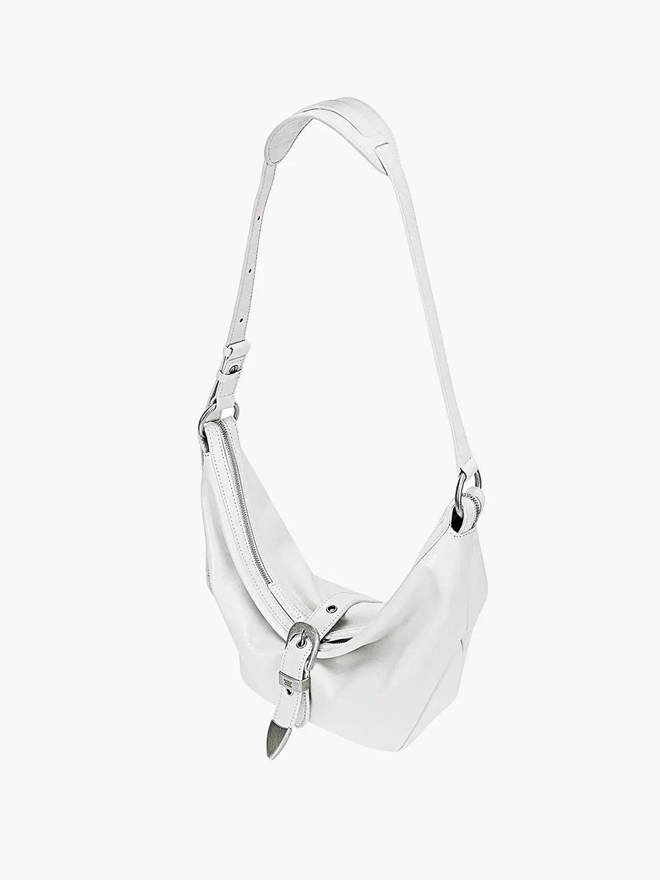 BELTED HOBO MEDIUM_off white cracked margesherwood
