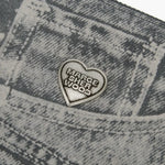 HEART ZIPPER WALLET_SILVER LOGO_light grey printed suede margesherwood