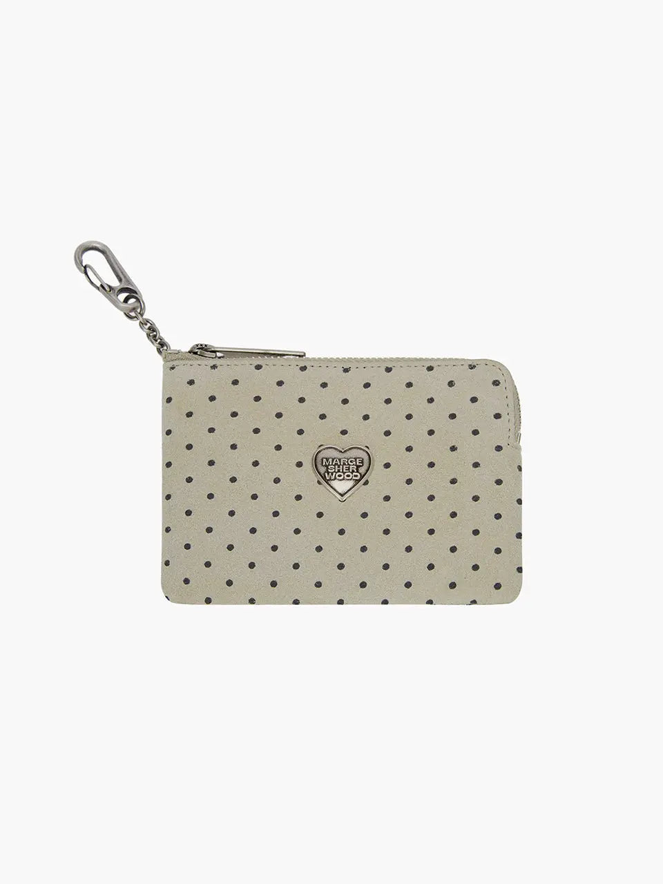HEART ZIPPER WALLET_SILVER LOGO_blond wood printed suede margesherwood