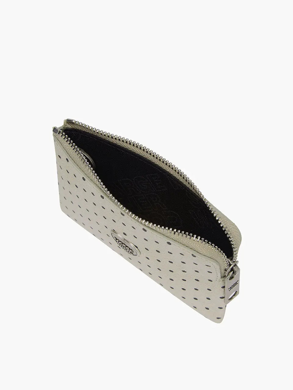HEART ZIPPER WALLET_SILVER LOGO_blond wood printed suede margesherwood
