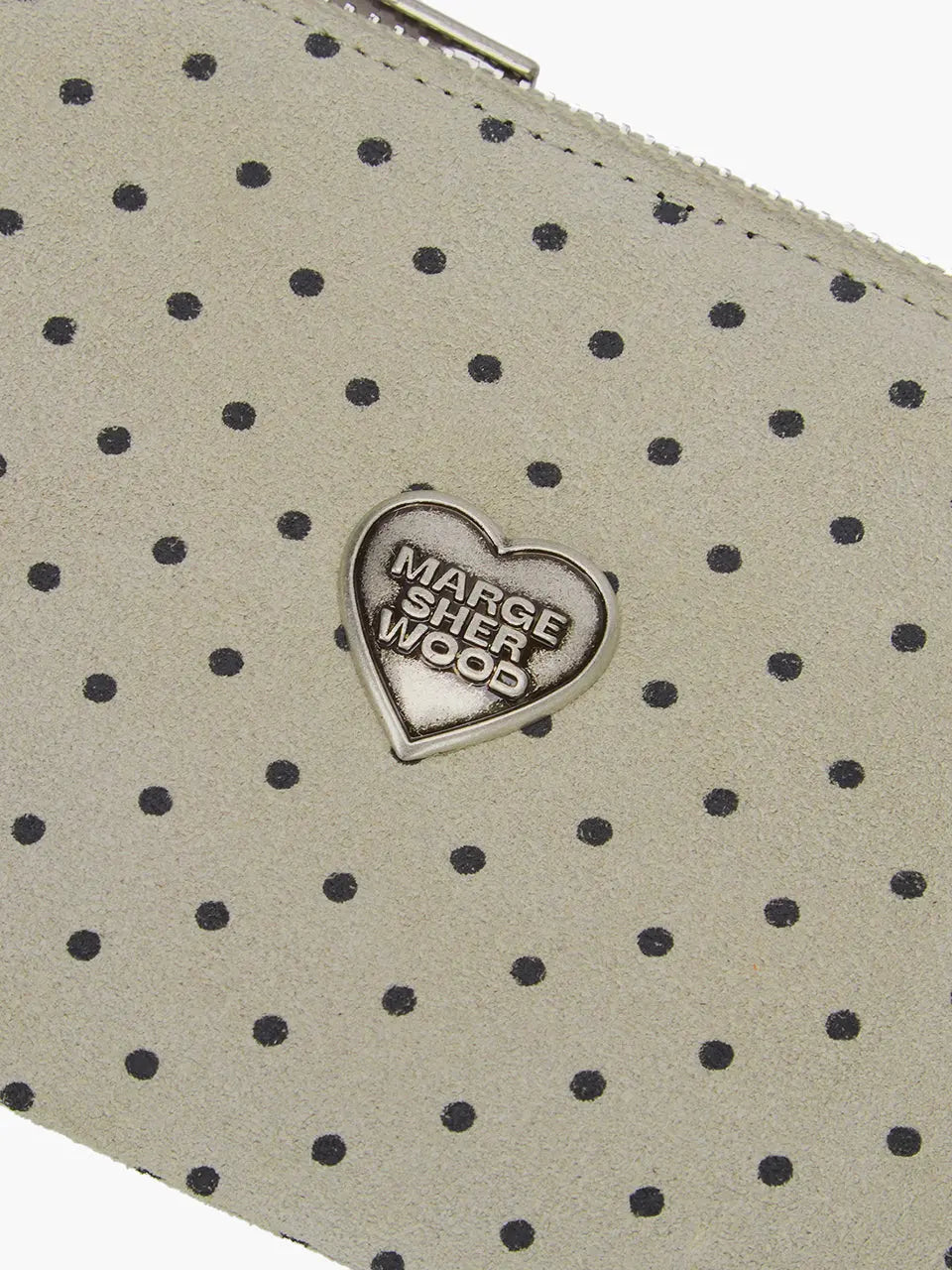 HEART ZIPPER WALLET_SILVER LOGO_blond wood printed suede margesherwood