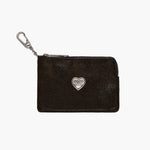 HEART ZIPPER WALLET_SILVER LOGO_brown+black two-tone cracked margesherwood