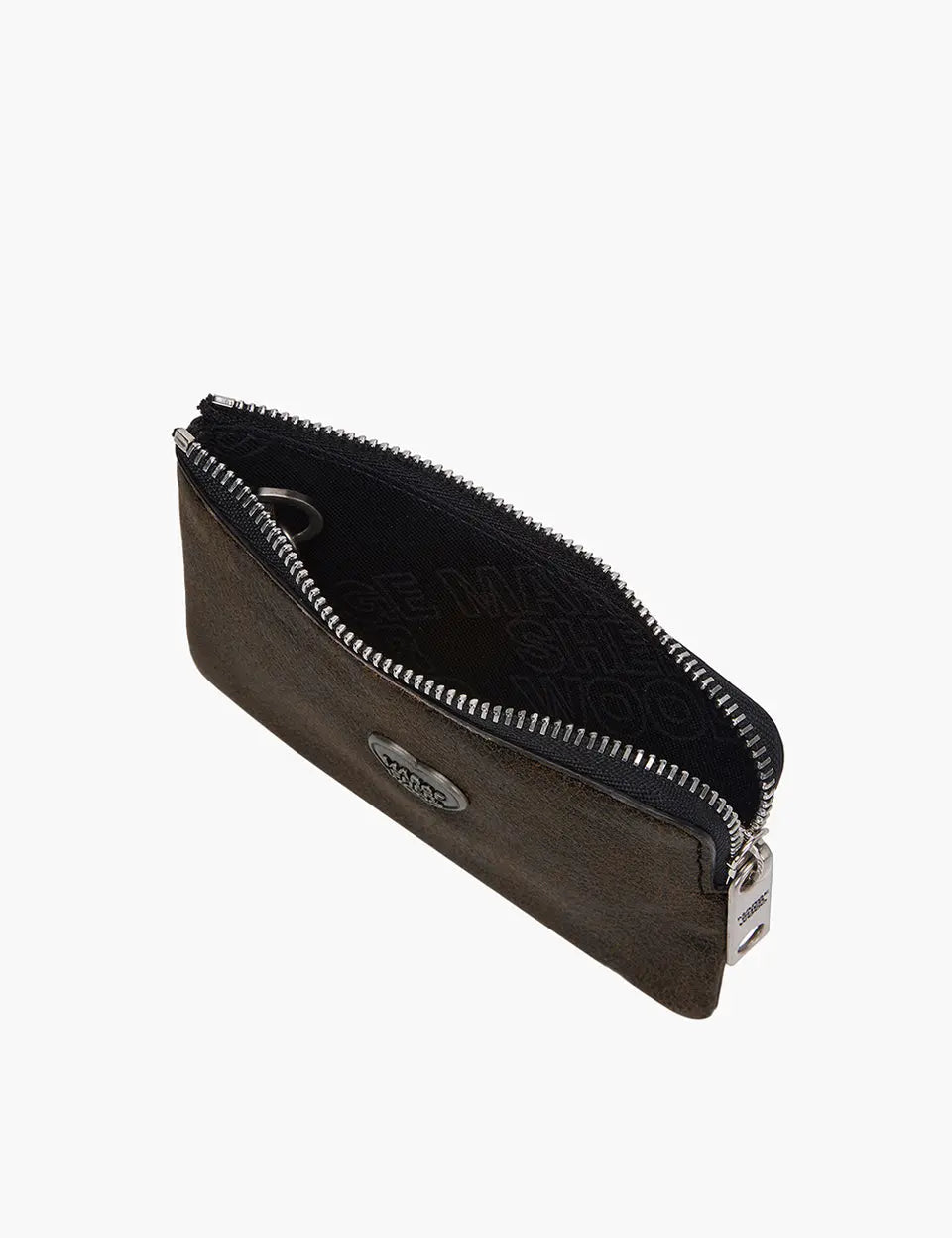 HEART ZIPPER WALLET_SILVER LOGO_brown+black two-tone cracked margesherwood