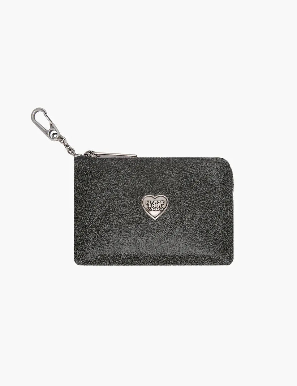 HEART ZIPPER WALLET_SILVER LOGO_white+grey two-tone cracked margesherwood