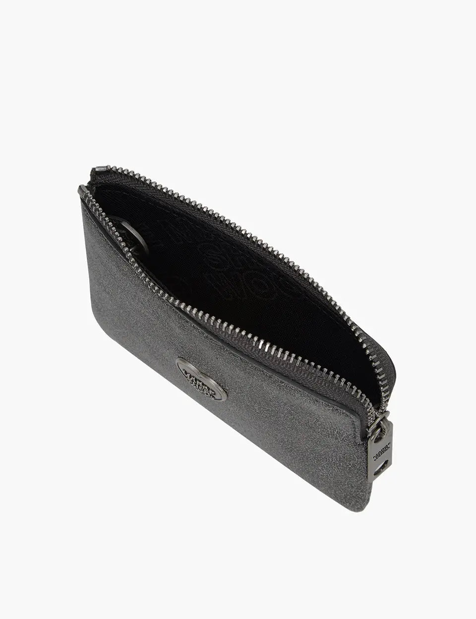 HEART ZIPPER WALLET_SILVER LOGO_white+grey two-tone cracked margesherwood