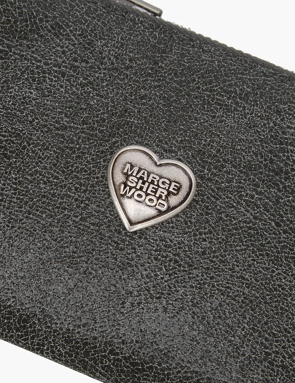 HEART ZIPPER WALLET_SILVER LOGO_white+grey two-tone cracked margesherwood