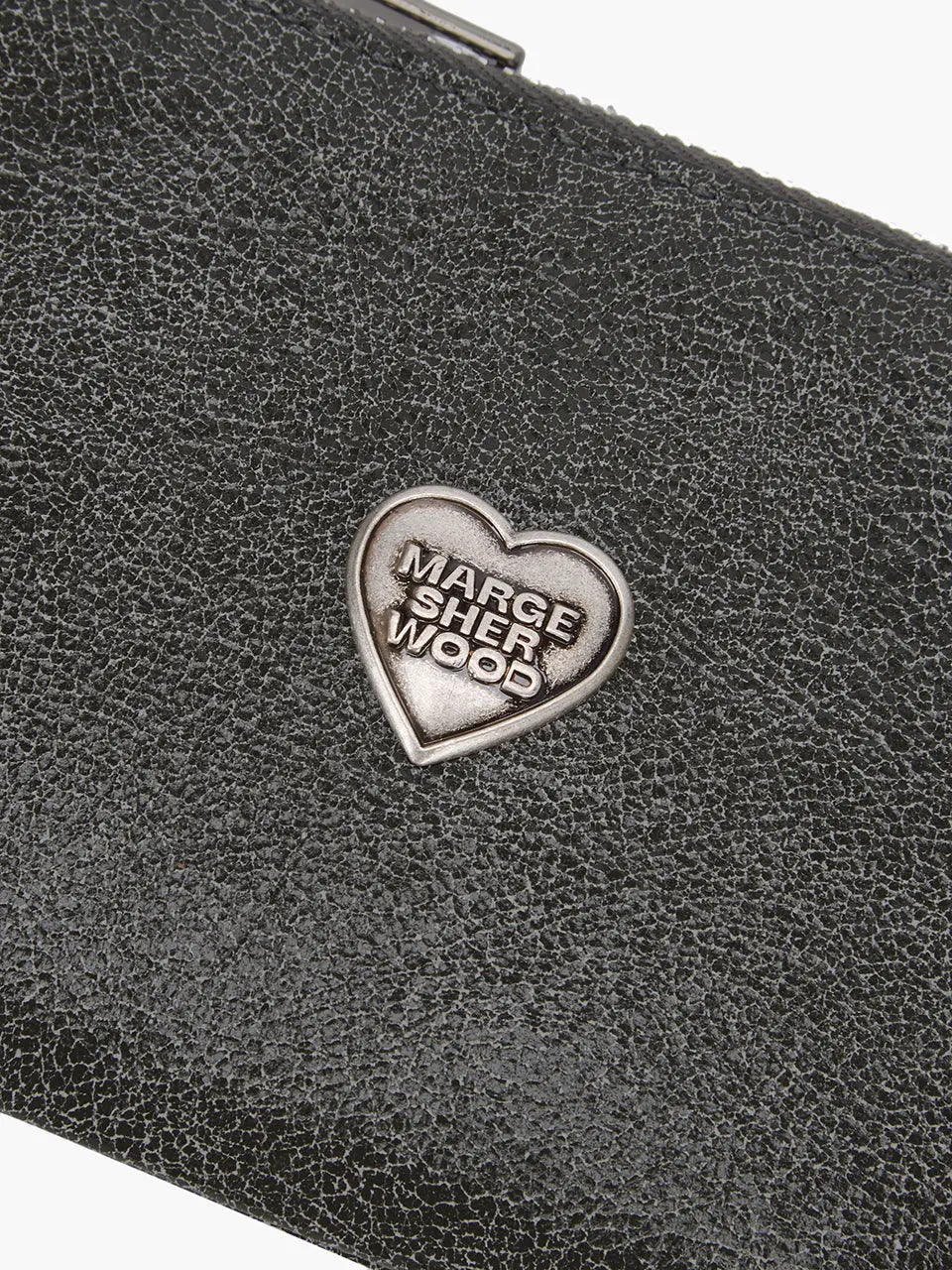 HEART ZIPPER WALLET_SILVER LOGO_white+grey two-tone cracked margesherwood