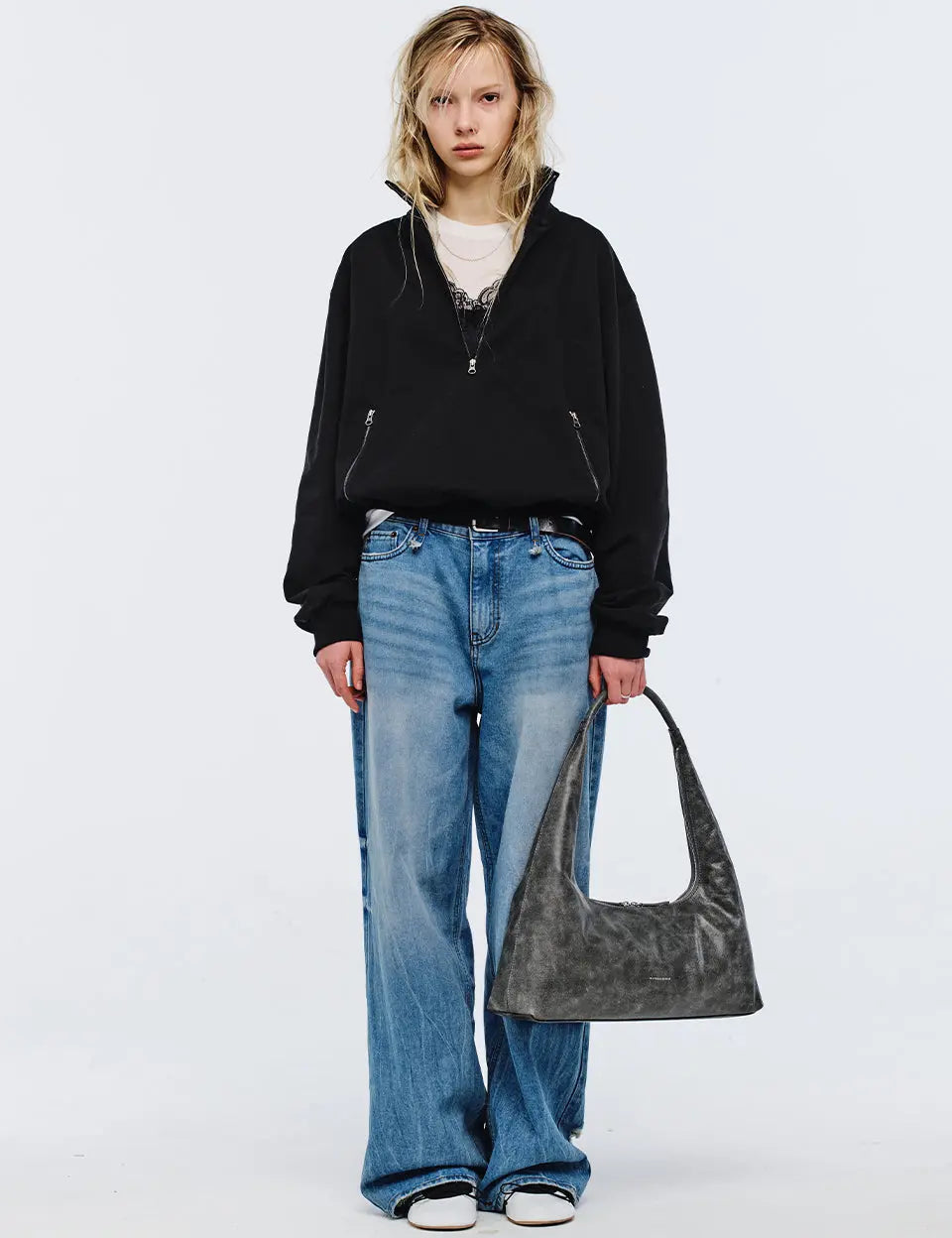 HOBO LARGE_white+grey two-tone cracked margesherwood